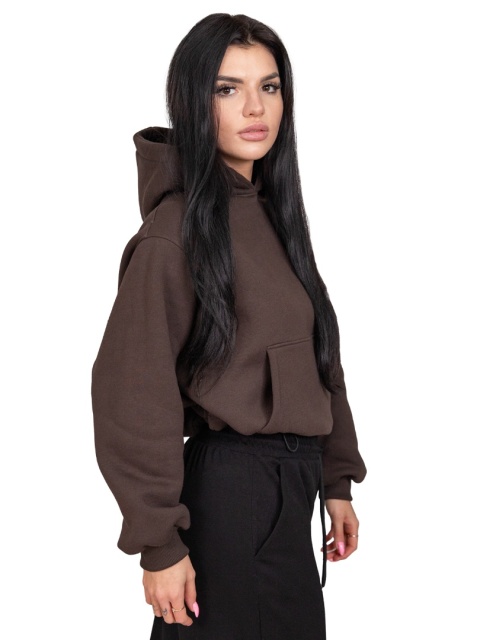 Bluza z kapturem DOCH JO! - CROPPED PUFFY - CHOCOLATE FOUNDE