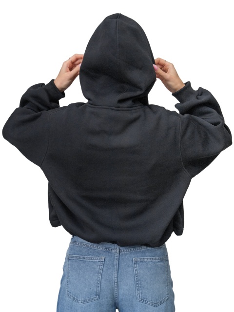 Bluza z kapturem DOCH JO! - CROPPED PUFFY - COAL BLACK