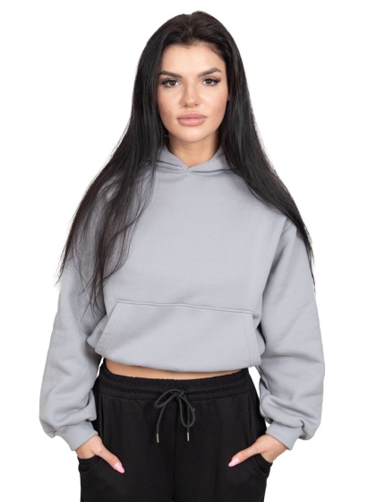 Bluza z kapturem DOCH JO! - CROPPED PUFFY - COLD STEEL