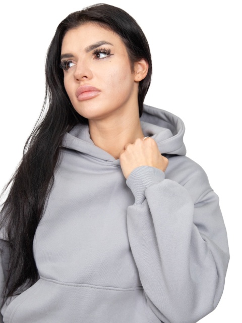 Bluza z kapturem DOCH JO! - CROPPED PUFFY - COLD STEEL