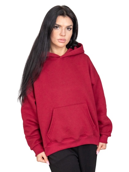 Bluza z kapturem DOCH JO! - OVERSIZE - MERLOT RED